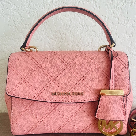 Michael Kors Ava Leather Small Satchel Pale Gold New with  Michael Kors Ava Quilted Leather Satchel with Gold Hardware